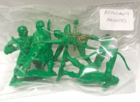 Medieval Archers - Replicants -  four figures molded in Green - 54mm - @ NO BOX