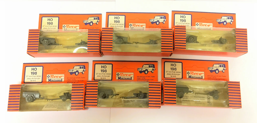 37 mm PaK M3A1 Jeep-Anhanger M416 X 6 - 1:87 - Roco - Ho 198