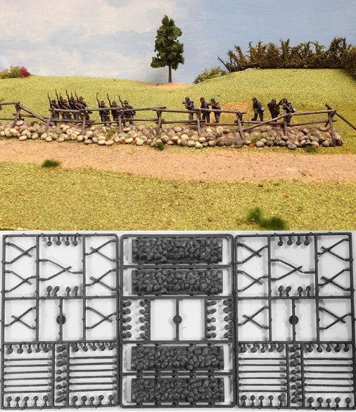 Renedra - XFENCE STONE - Cross & Rail Fencing with Stone Bases - 28mm