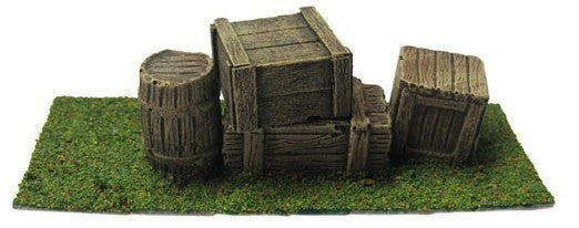 Scenery - Wargame - Crates & Barrels - UNPAINTED - 28mm - ES12