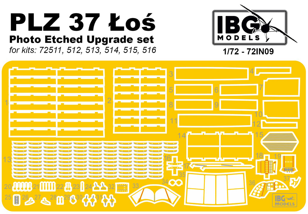 IBG - 72IN09 - PE Upgrade set for PZL P.37 - 1:72