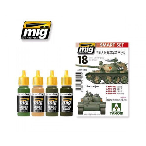 Ammo of Mig - PLA colors (Chinese peolple's Liberation Army) - (4 jars X 17ml)