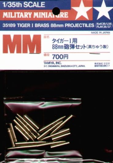 Tamiya 35189 - Pz.Kpfw.VI Tiger I Brass Projectiles - 1:35