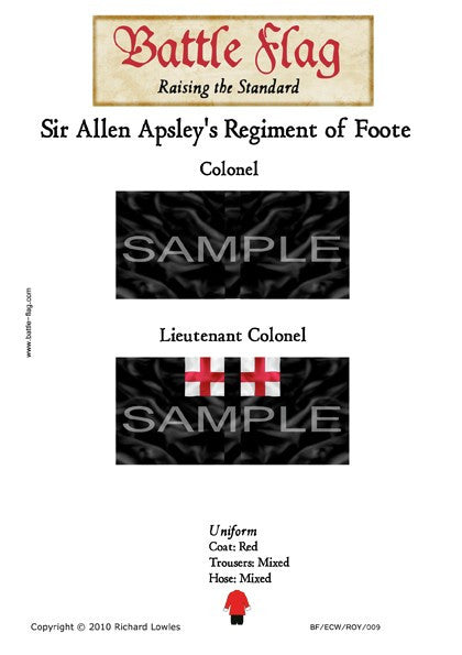 Battle Flag - Sir Allen Apsley's Regiment of Foote (Set 1) Colonel Lieutenant Colonel (English Civil War) - 28mm