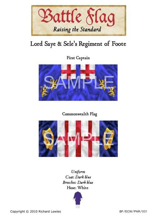 Battle Flag - Lord Saye & Sele's Regiment of Foote First Captain Commonwealth Flag (English Civil War) - 28mm