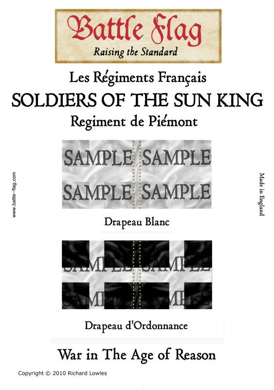 Battle Flag - Soldiers of the sun king Regiment de Piemont (Seven Years war) - 28mm