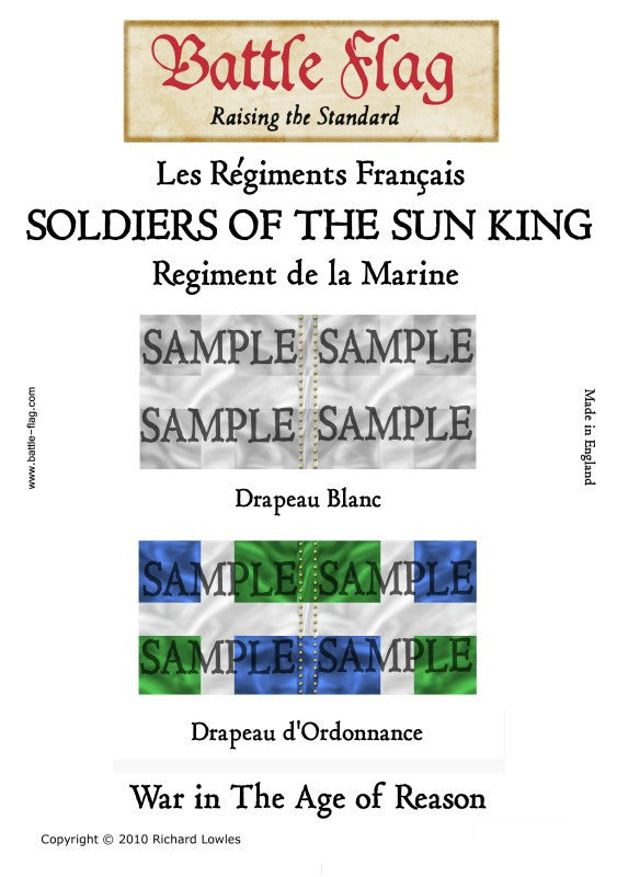 Battle Flag - Soldiers of the sun king Regiment de la Marine (Seven Years war) - 28mm