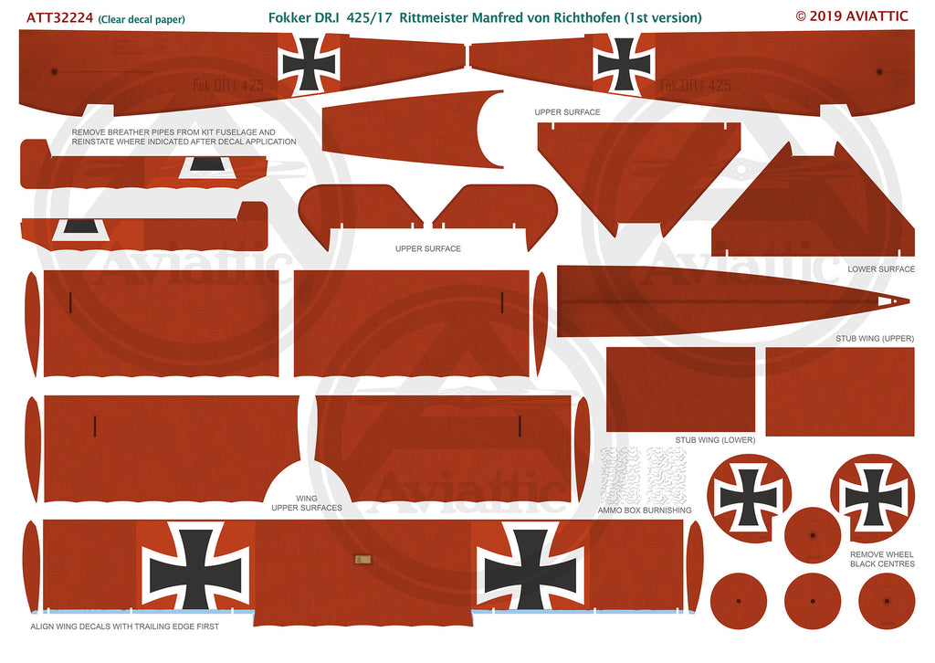 Aviattic 32224 - Fokker Dr.I Triplane 425/17 Rittmeister Manfred von Richthofen - 1:32