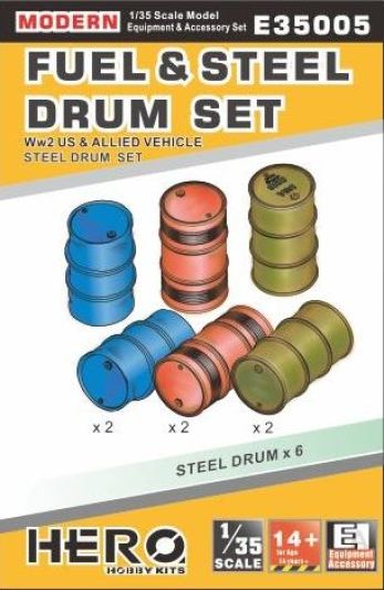 Hero Hobby Kits E35005 - US & Allied Fuel and Steel Drum Set - 1:35