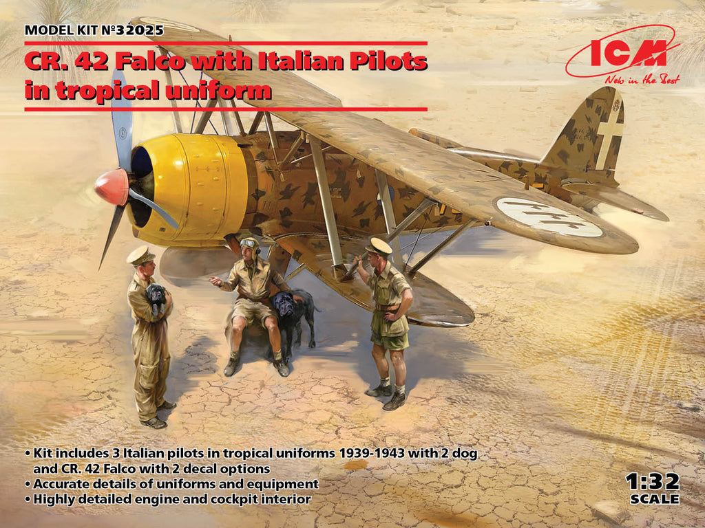 ICM - ICM32025 - Fiat CR.42 Falco with Italian Pilots in tropical uniform - 1:32