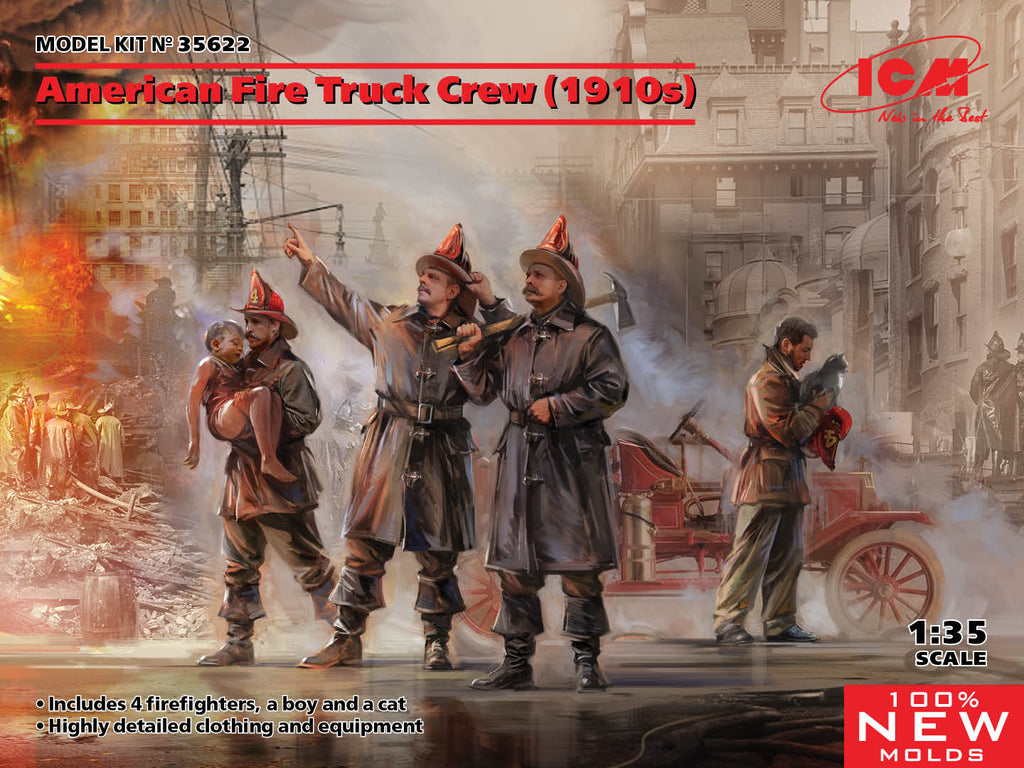 ICM - 35622 - American Fire Truck Crew (1910s) - 1:35