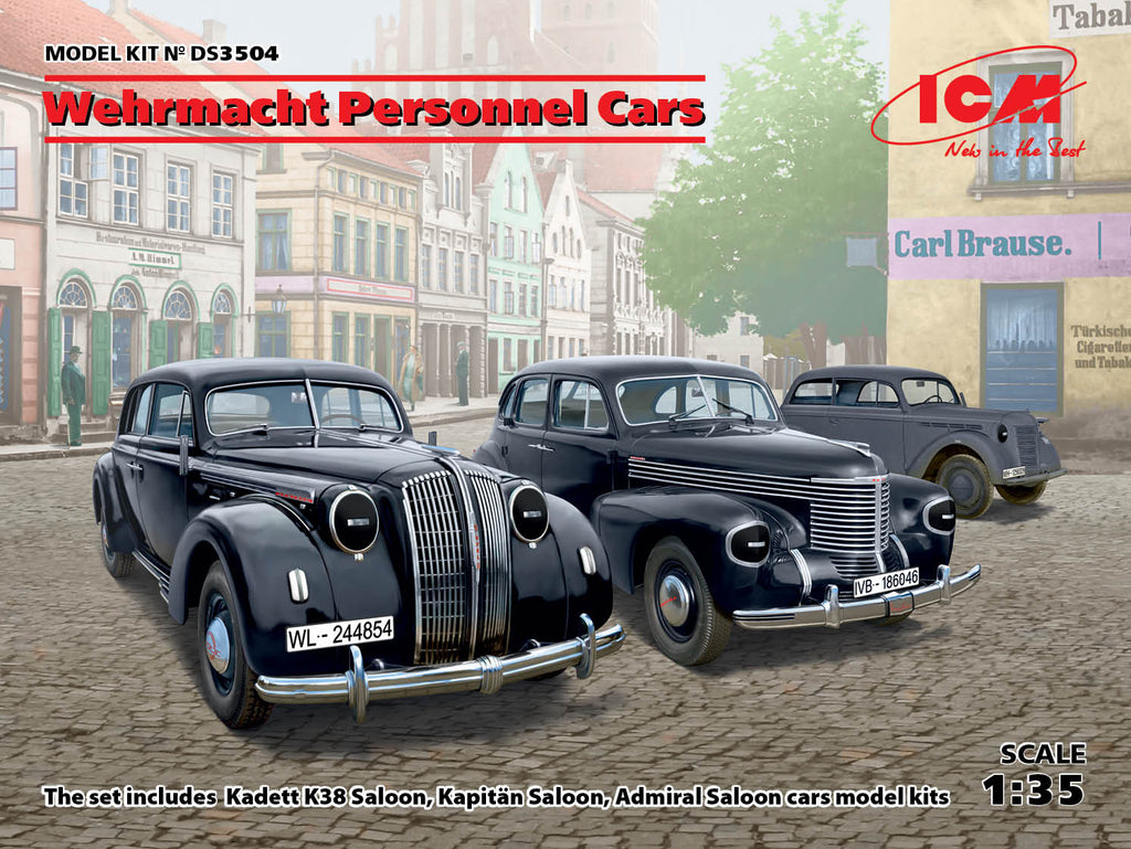 ICMDS3504 - Wehrmacht Personnel Cars Diorama Set Typ 320 Saloon, WWII German Staff Car - 1:35