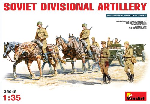 Mini Art - 35045 - Soviet ZIS-3 field gun with horses - 1:35