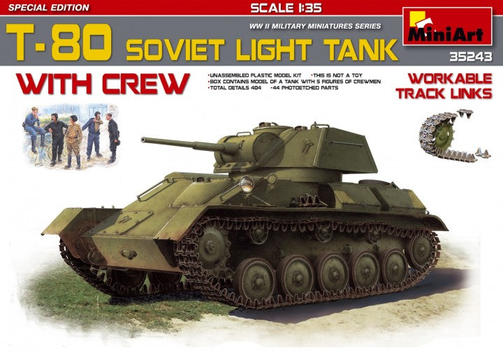 Mini Art - 35243 - Soviet T-80 Soviet Light Tank with Crew - 1:35