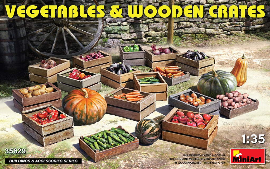 Mini Art - 35629 - VEGETABLES & WOODEN CRATES - 1:35