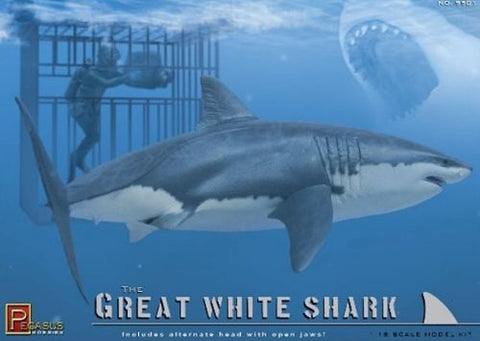 Great White Shark with diver and cage kit - 1:18 - Pegasus - 9501