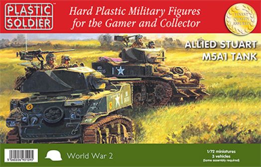Plastic Soldier - WW2V20014 - 3 x M5A1 Stuart tanks - 1:72