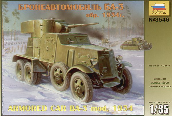Zvezda - 3546 - Soviet BA-3 mod 1934 armoured car - 1:35