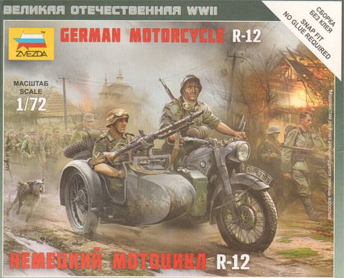 German Motorcycle BMW R-12 - 1:72 - Zvezda - 6142 - @
