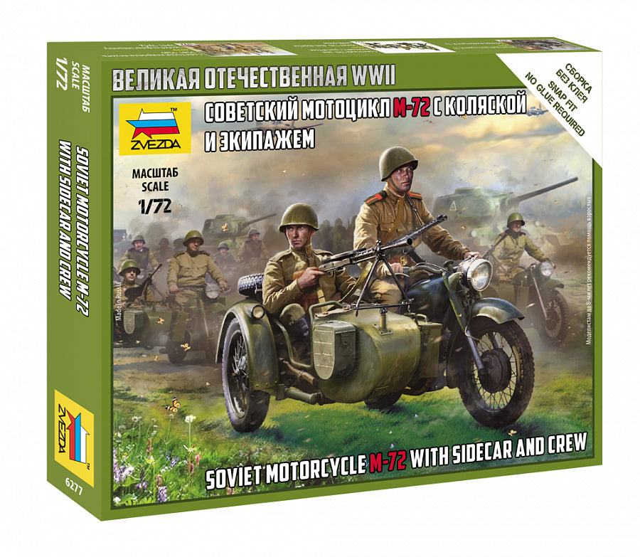 Soviet M-72 Motorcycle & Sidecar with Crew - 1:72 - Zvezda - 6277