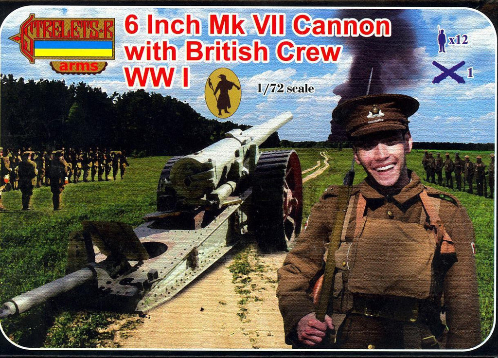 STRELETS A001 6-INCH MK VII CANNON WITH BRITISH CREW WWI 1/72