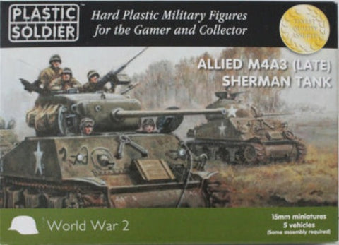 Allied M4A3 (late) Sherman tank - 15mm - Plastic Soldier - WW2V15014 - @