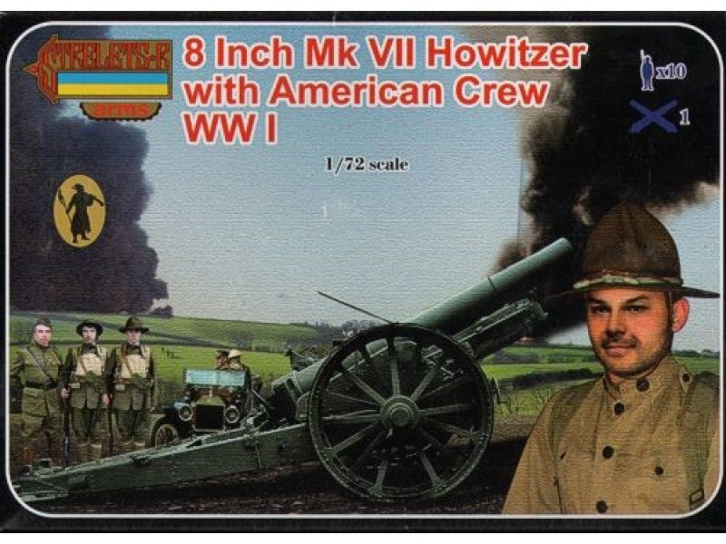 STRELETS A002 8 INCH MK VII HOWITZER WITH AMERICAN CREW WWI 1/72 @
