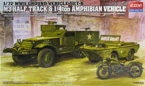 M3 Half Track & 1/4ton Amphibian Vehicle - 1:72 - Academy - 13408