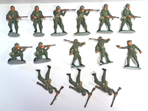 Italian Infantry WWII x 14 - 50mm - Vintage - PAINTED