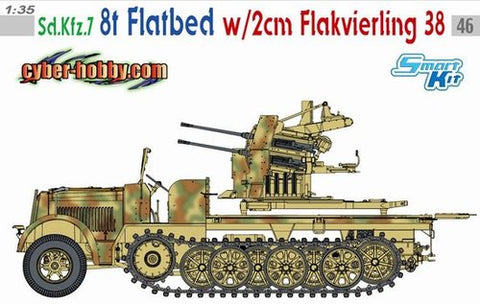 Sd.Kfz.7 8t Halftrack Flatbed w/ 2cm Flak 38 - 1:35 - Cyber Hobby - 6583