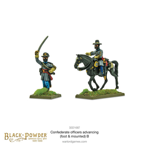 Confederate Officers Advancing (Foot & Mounted) B - 28mm - Warlord - 303214067