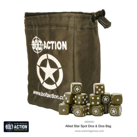 Allied Star Dice Bag & Order Dice (Green) - Bolt Action - 409909001