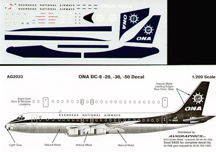 Douglas DC-8-20/-50 OVERSEAS NATIONAL Ships Wheel N851F - 1:200 - Avigraphics - AGD2033