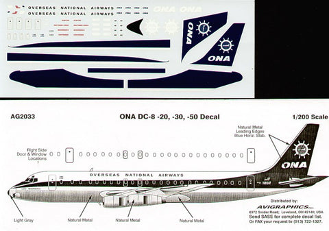 Douglas DC-8-20/-50 OVERSEAS NATIONAL Ships Wheel N851F - 1:200 - Avigraphics - AGD2033