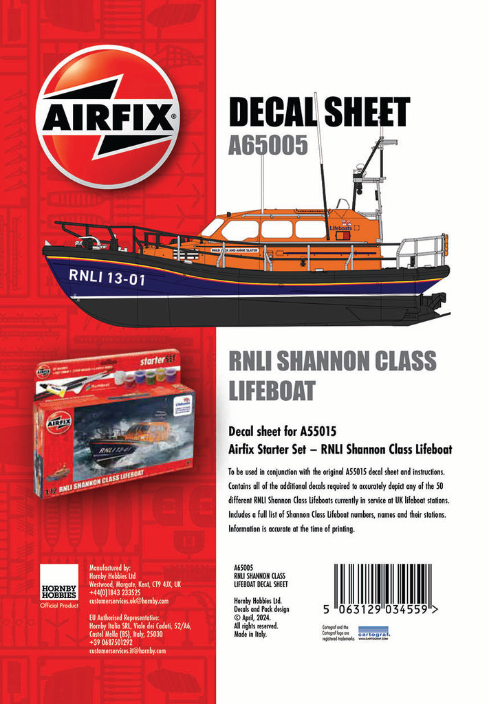 RNLI Shannon Class Lifeboat - Decal Sheet - 1:72 - Airfix - 65005