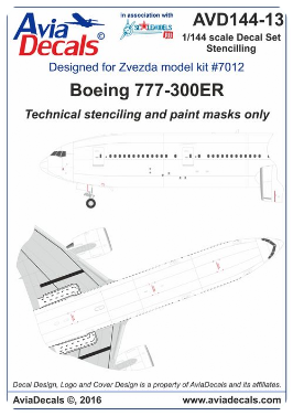 Boeing 777-300ER full stencil - 1:144 - Avia Decals - AVD144-013