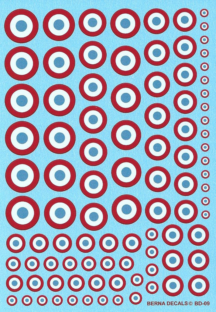 French roundels Armee de l'air 1935-40 - 1:72 - Berna Decals - BER009M