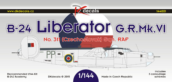 Consolidated Liberator GR.VI of No.311 - 1:144 - DK Decals - DKD144001