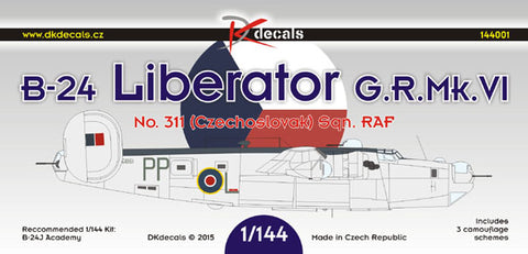 Consolidated Liberator GR.VI of No.311 - 1:144 - DK Decals - DKD144001
