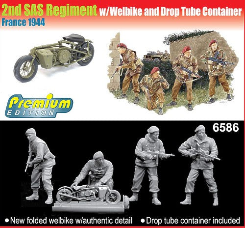2nd SAS Regiment x 4 Welbike and Drop Tube Container - 1:35 - Dragon - 6586
