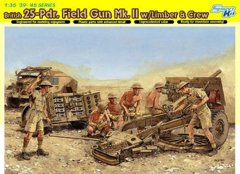 British 25pdr field gun Mk.2 with Limber and crew - Dragon - DN6675 - 1:35