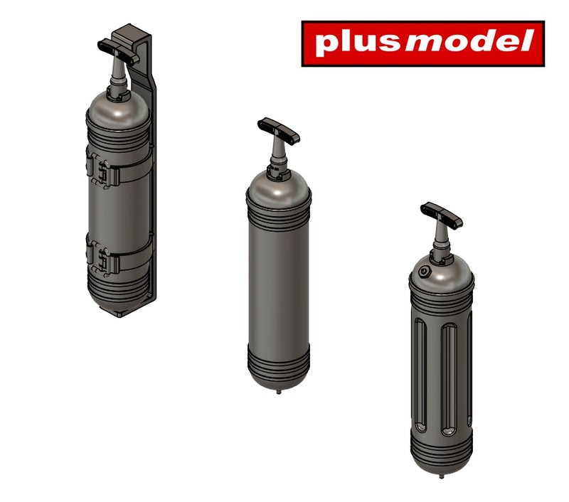US Fire Extinguishers for Vehicles WWII (w/Decals) (12pc) 1:35 Plus Model DP3066