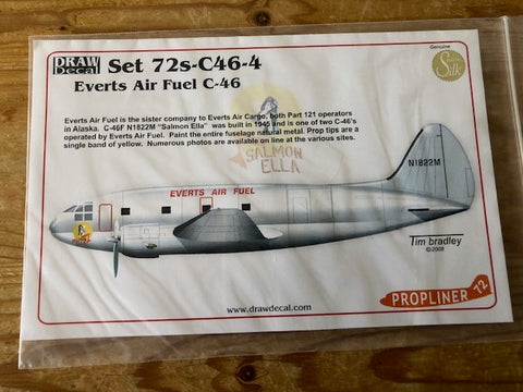 Curtiss C-46 Everts Air Fuel N1822M (MB) - 1:72 - Draw Decal - DRAW72SC464