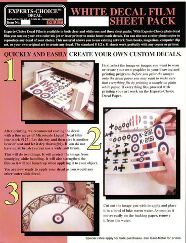 White Decal Film - Experts Choice - EC119