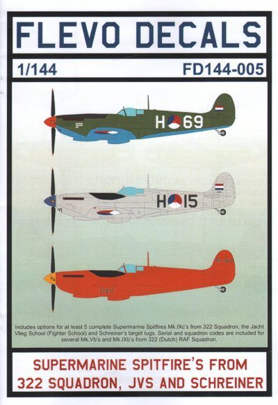 Supermarine Spitfires (322 Sqn, JVS, Schreiner) - 1:144 - Flevo Decals - FV14405