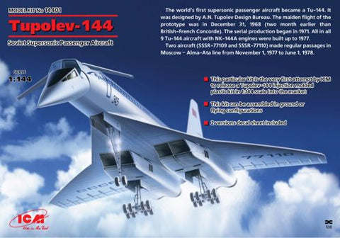 Tupolev Tu-144 Soviet Supersonic Passenger Aircraft - 1:144 - ICM - 14401