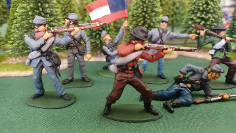 ACW SET 19 AMERICAN CIVIL WAR CONFEDERATE INFANTRY 54MM 1/32 - CP@