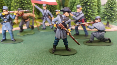 ACW SET 28 AMERICAN CIVIL WAR CONFEDERATE INFANTRY 54MM 1/32 - CP@