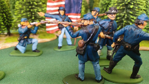 ACW SET 32 AMERICAN CIVIL WAR UNION INFANTRY 54MM 1/32 PAINTED MINIATURES - CP@