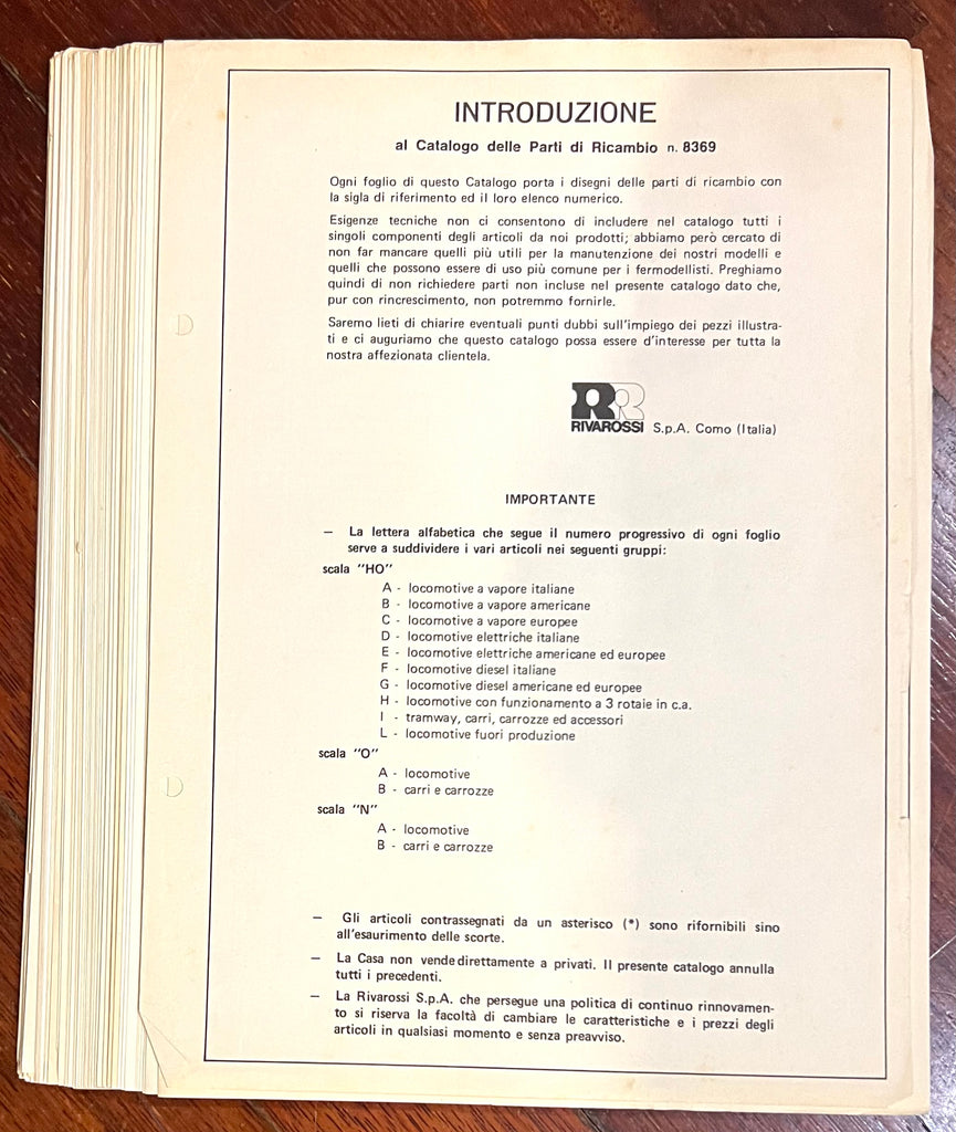 Catalogo delle parti di ricambio - Rivarossi - N.8369